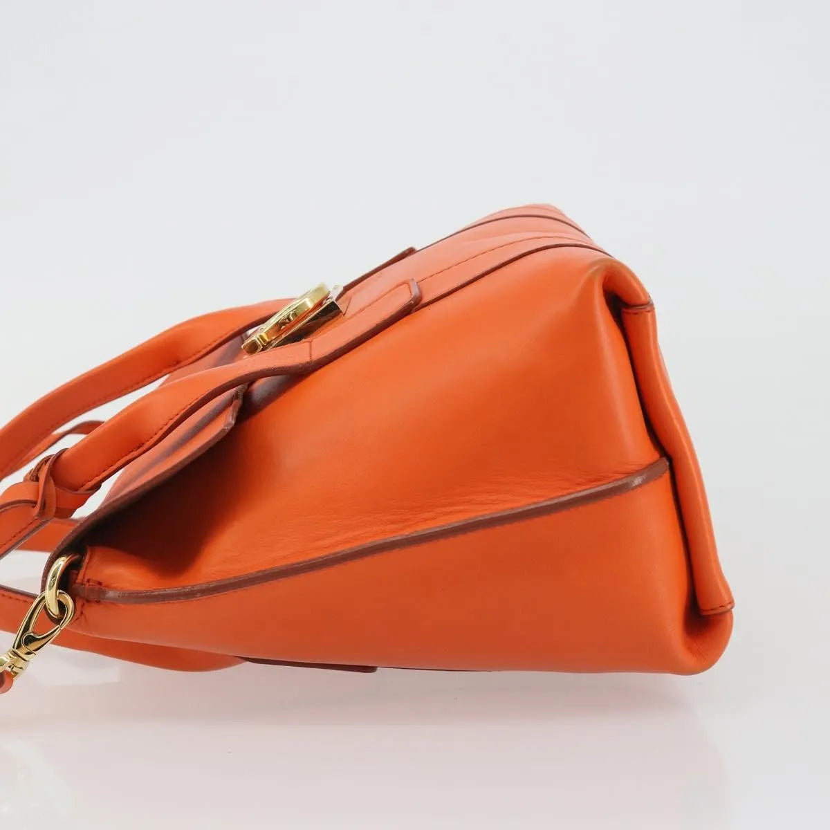 Salvatore Ferragamo Sookie Satchel Leather Orange Leather Handbag (Pre-Owned)