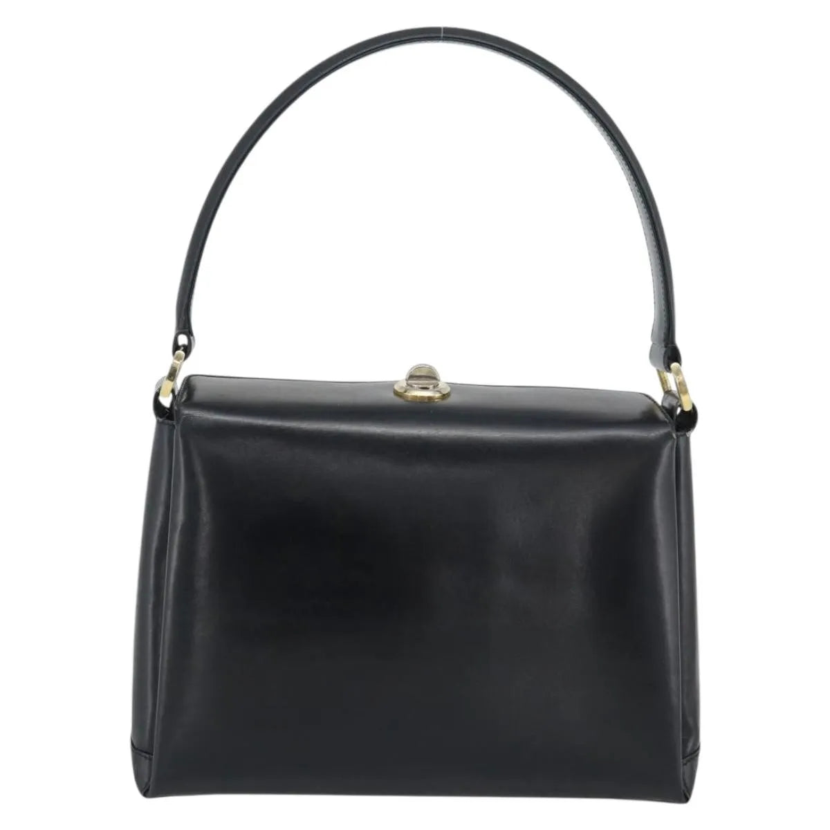 Gucci Vintage Convertible Box Leather Black Leather Handbag (Pre-Owned)