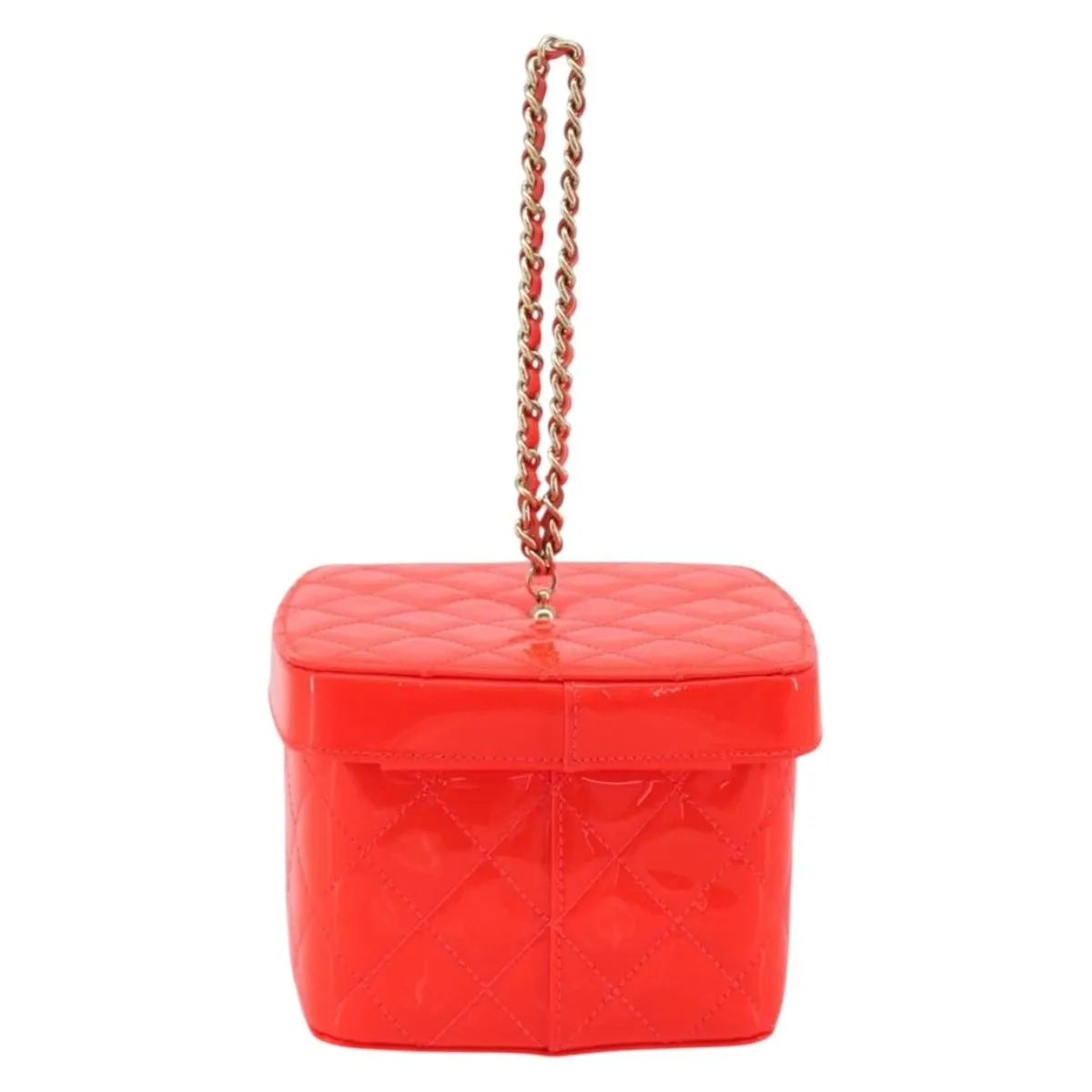 Chanel Makeup Case Minaudiere Quilted Patent Red Patent_Leather Clutche & Pouche Bag (Pre-Owned)