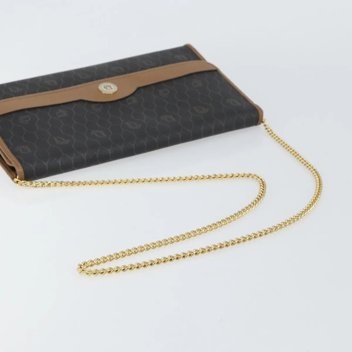Christian Dior Vintage Honeycomb Chain Canvas Black Canvas Shoulder Bag Bag (Pre-Owned)