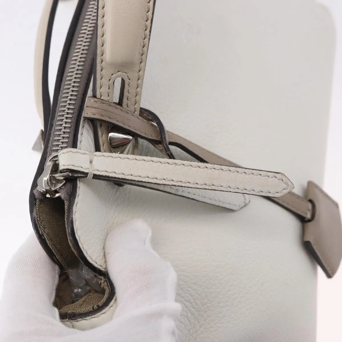 Fendi By The Way Satchel M White Leather Crossbody Bag Bag (Pre-Owned)