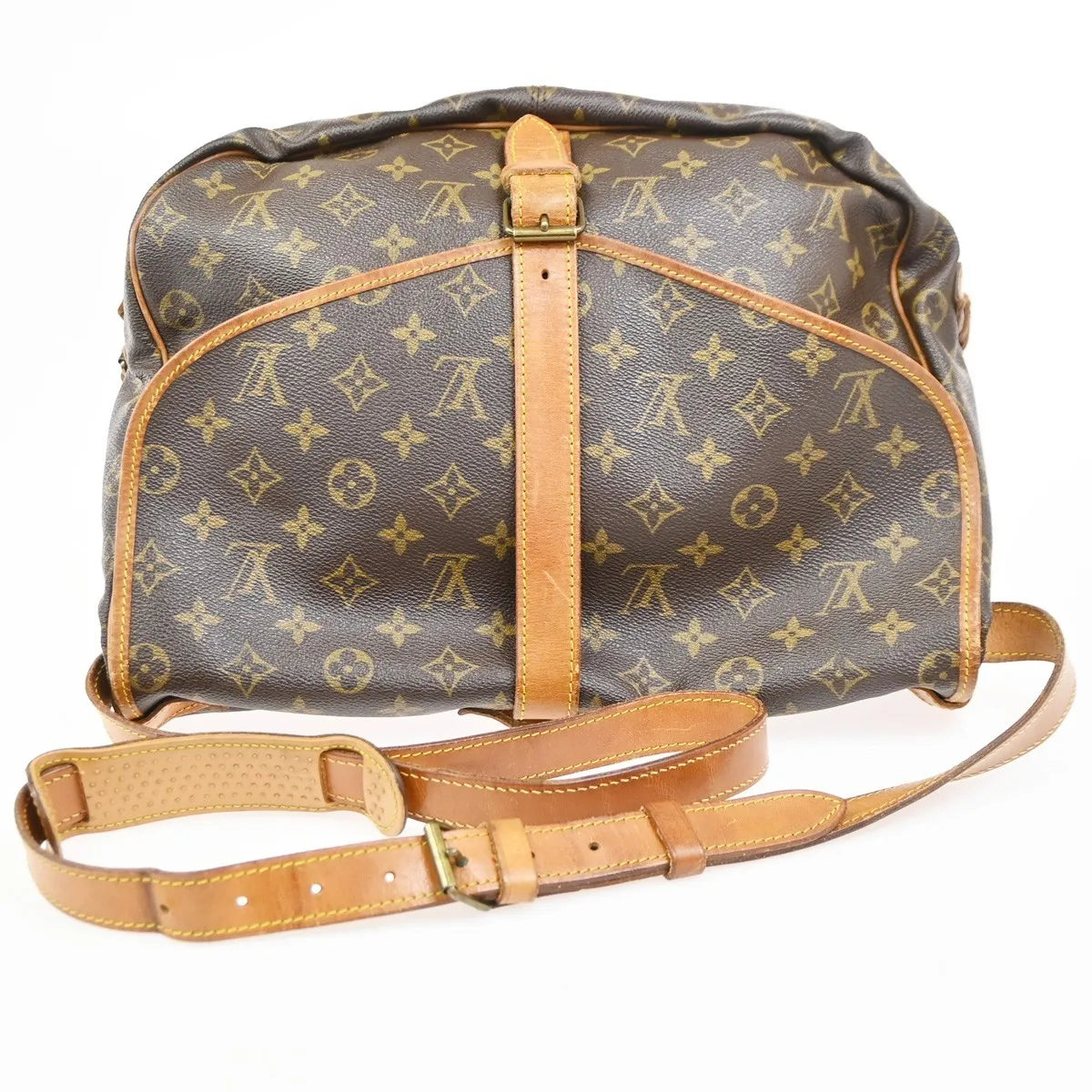 Louis Vuitton Saumur Monogram Canvas Brown Leather Shoulder Bag Bag (Pre-Owned)