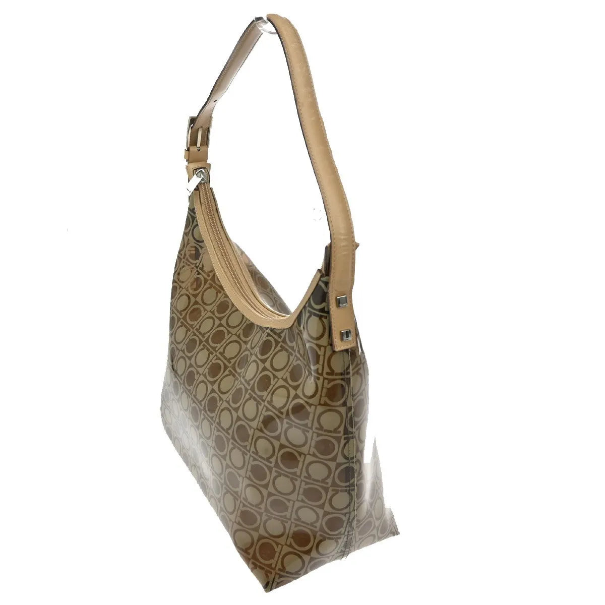 Salvatore Ferragamo Gancini Vinyl Brown Plastic Shoulder Bag Bag (Pre-Owned)
