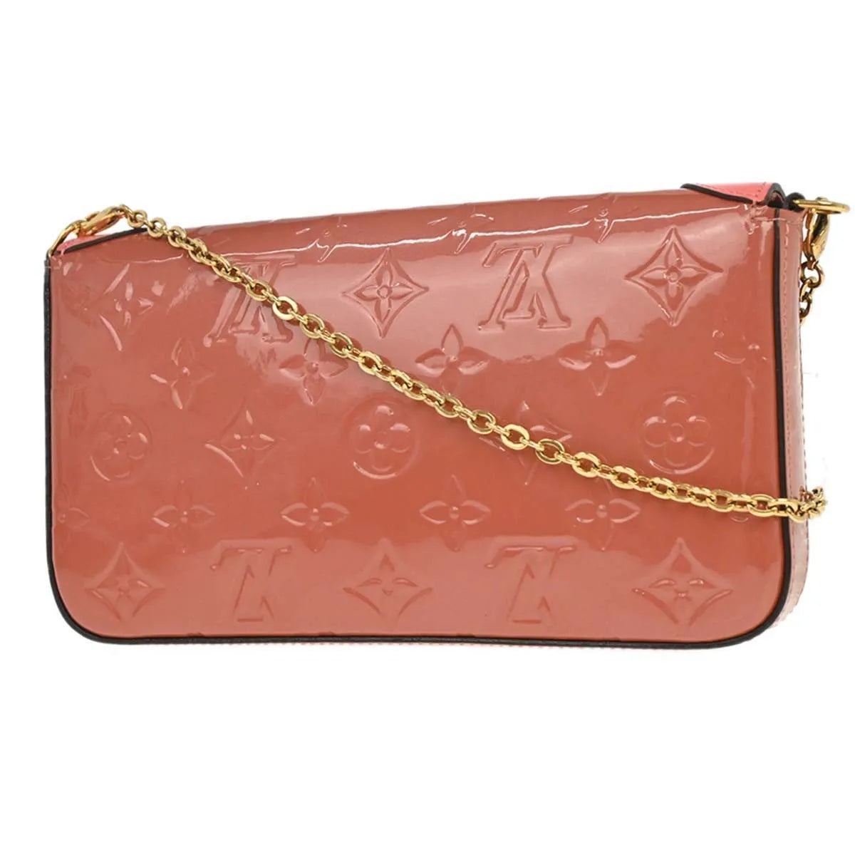 Louis Vuitton Felicie Pochette Limited Edition Valentine Dog Monogram Vernis Pink Patent_Leather Handbag (Pre-Owned)