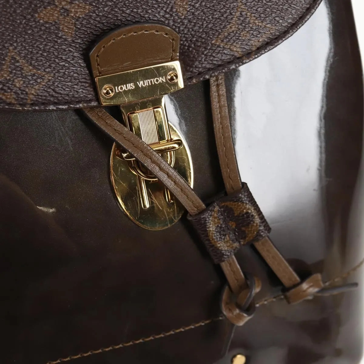 Louis Vuitton Hot Springs Vernis With Monogram Canvas Brown Canvas Backpack Bag (Pre-Owned)