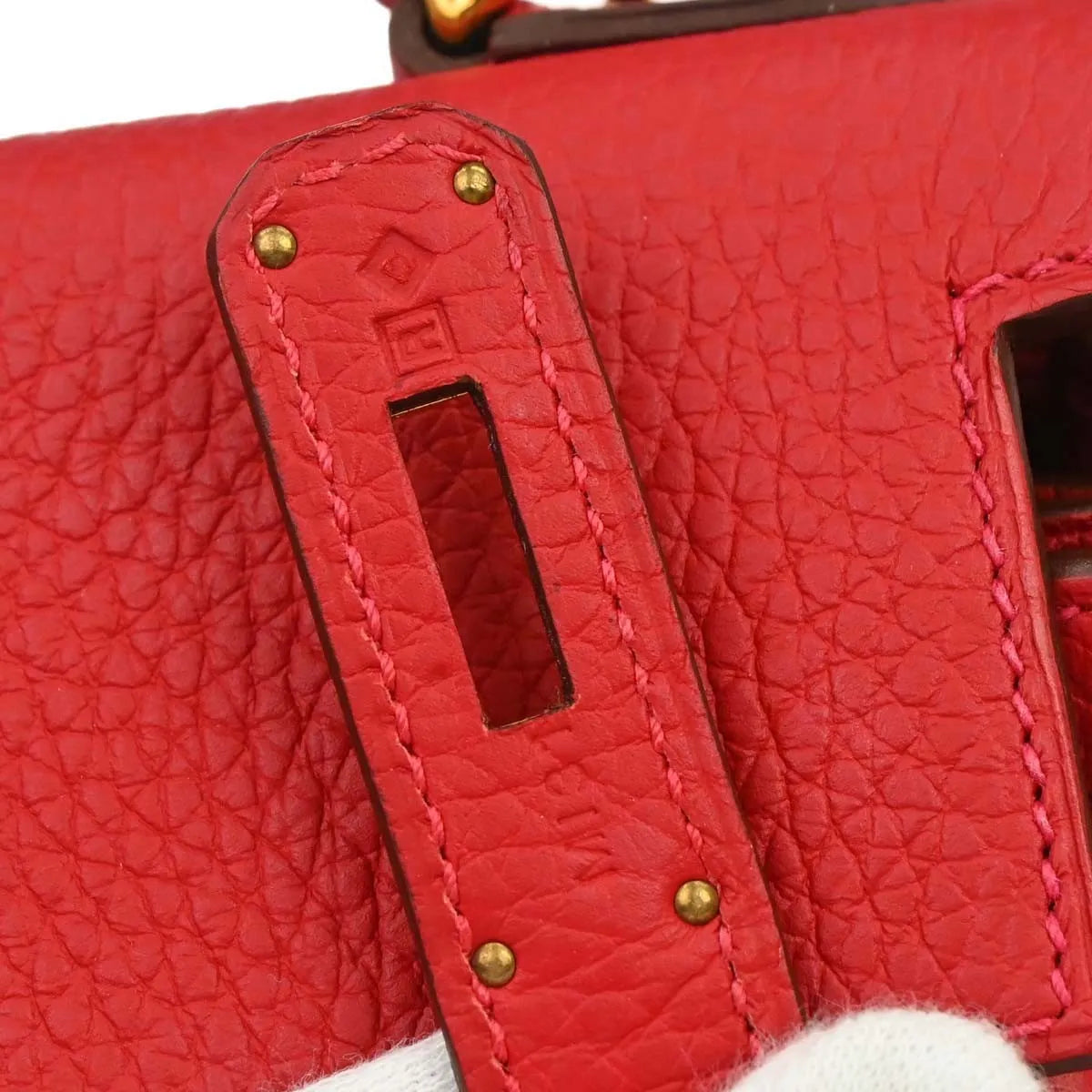 Hermes Kelly Retourne Clémence Taurillon Red Calfskin Handbag (Pre-Owned)