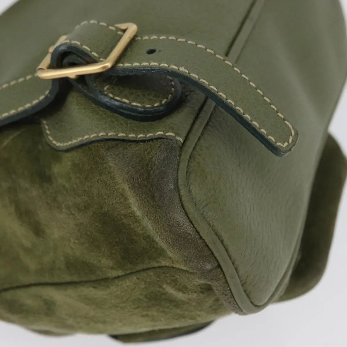 Gucci Gucci Bamboo Daim Khaki Leather Backpack Bag (Pre-Owned)
