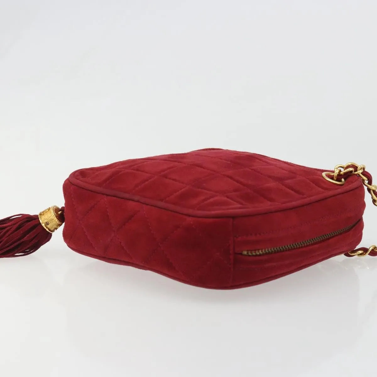 Chanel Vintage Diamond Tassel Quilted Suede Red Suede Shoulder Bag Bag (Pre-Owned)