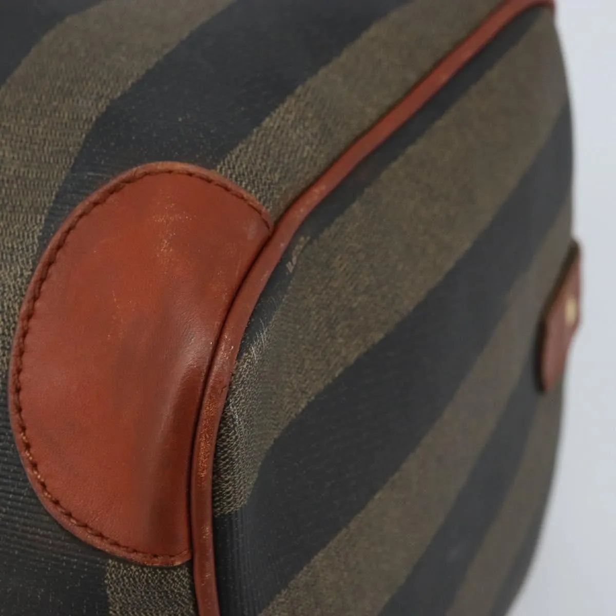 Fendi Vintage Pequin Boston Coated Canvas Brown Canvas Travel Bag Bag (Pre-Owned)