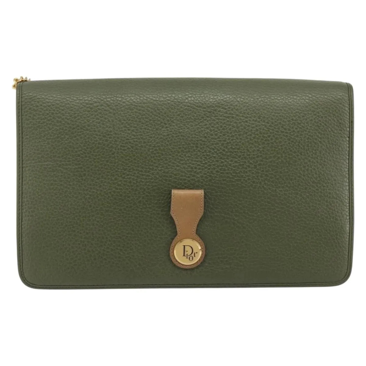 Christian Dior Vintage Chain Flap Leather Green Leather Shoulder Bag Bag (Pre-Owned)