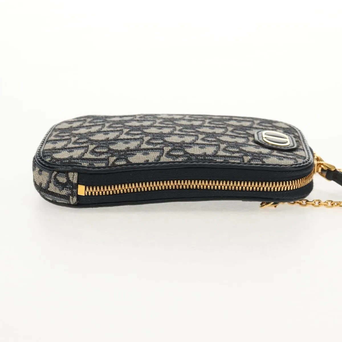 Christian Dior 30 Montaigne Phone Holder On Chain Oblique Canvas Navy Canvas Clutche & Pouche Bag (Pre-Owned)