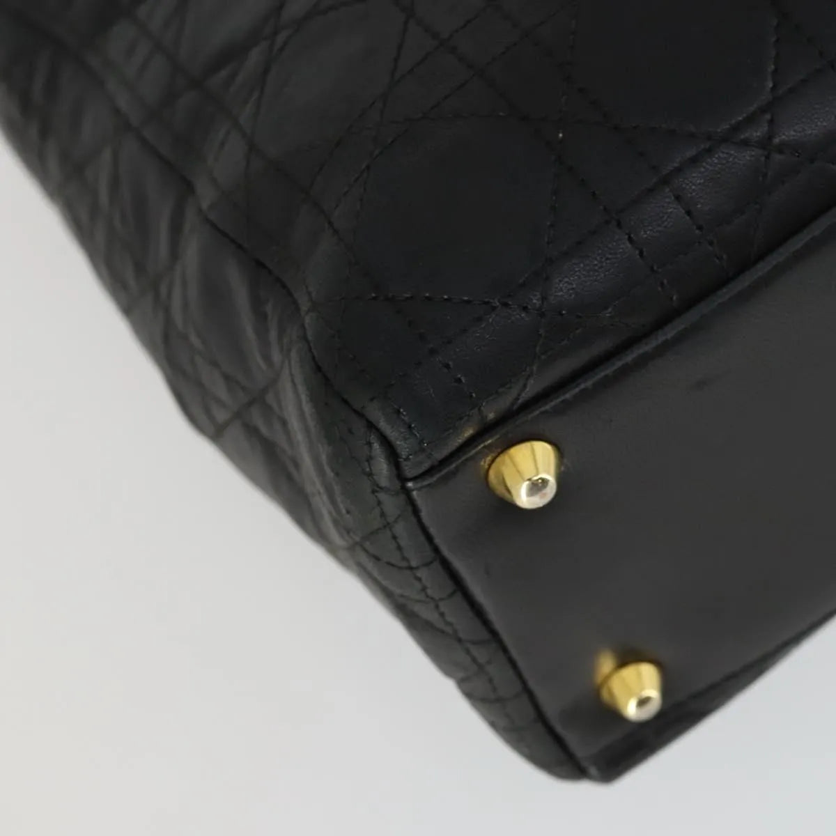 Christian Dior Lady Cannage Matelassé Black Leather Tote Bag Bag (Pre-Owned)