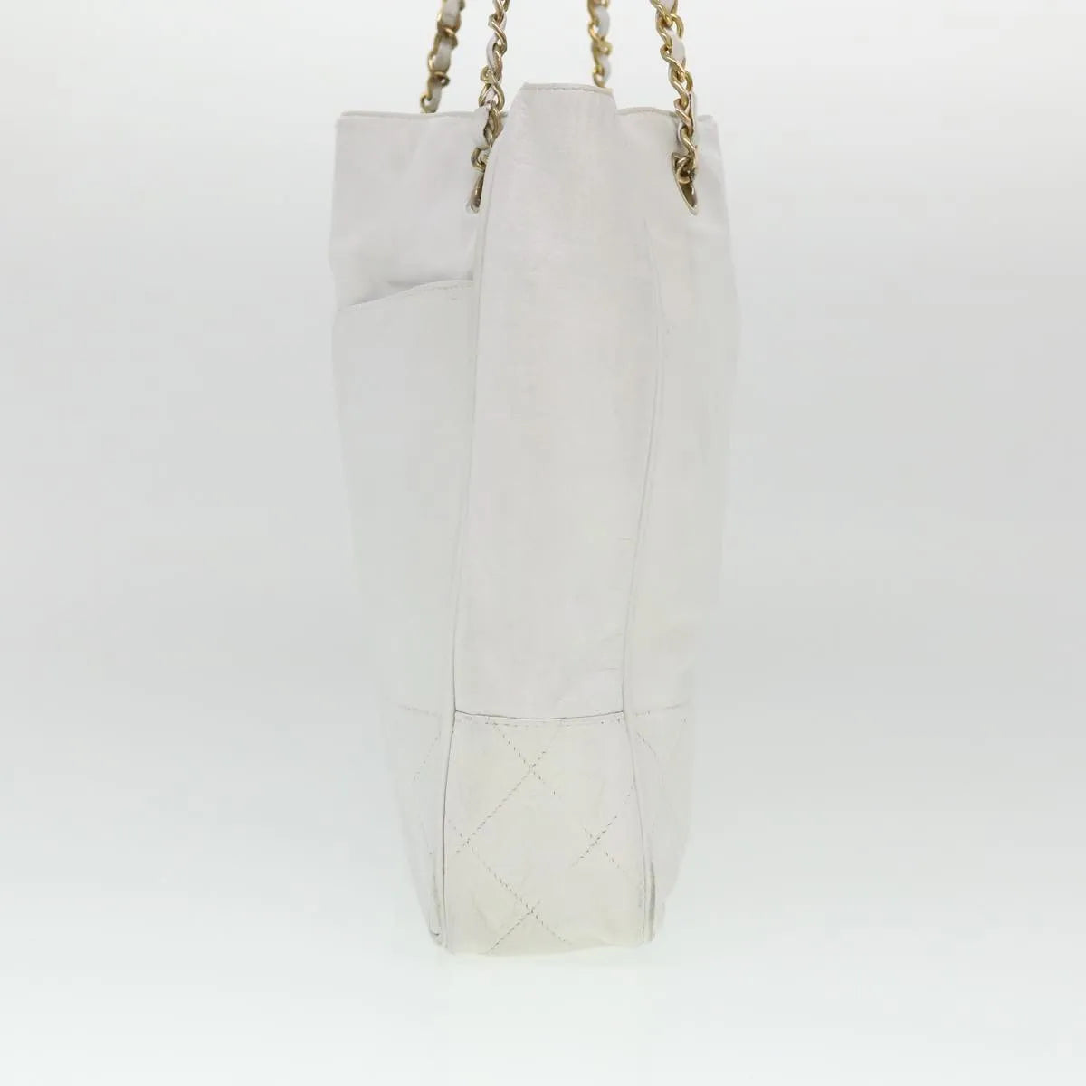Chanel Vintage Shopping Tote Lambskin White Leather Shoulder Bag Bag (Pre-Owned)
