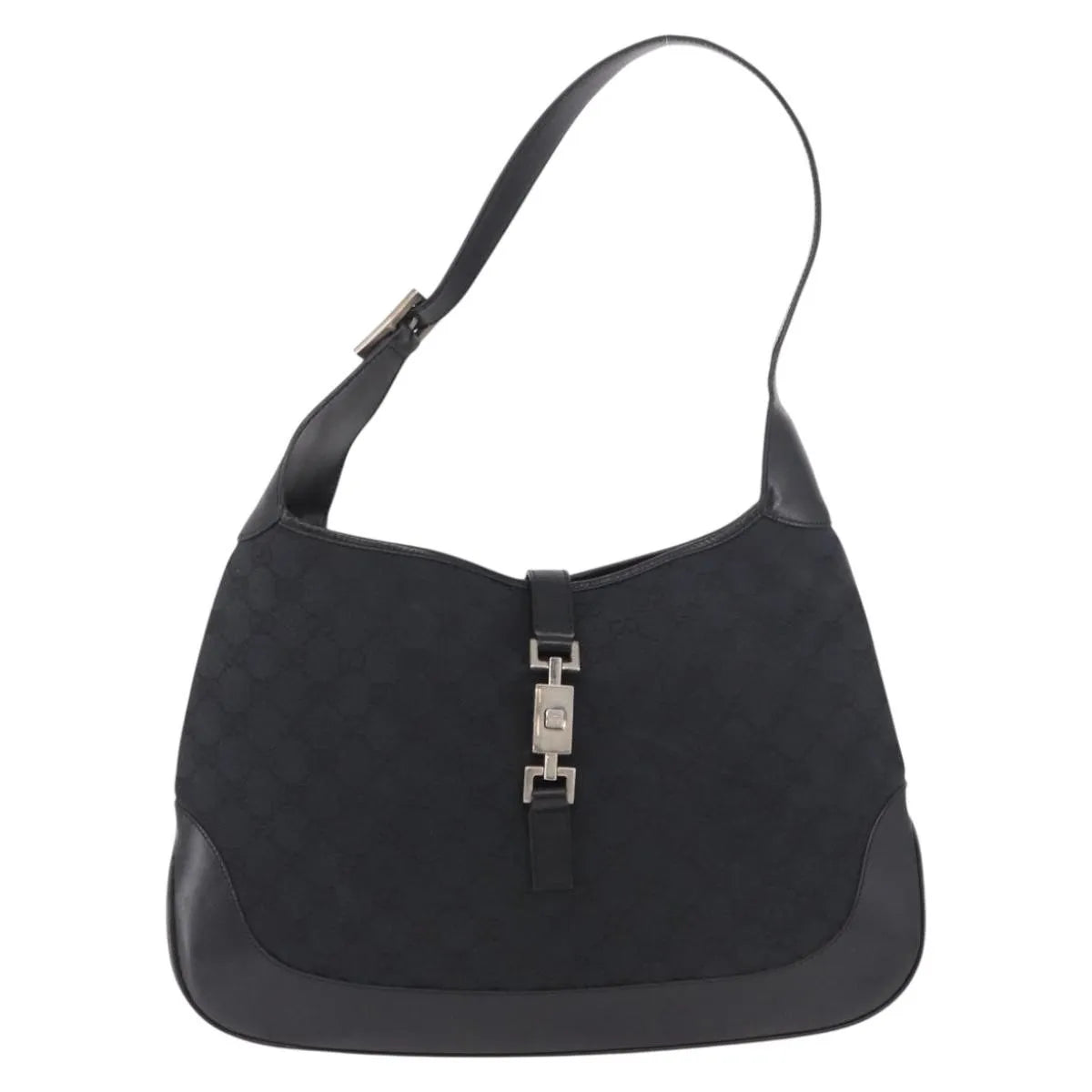 Gucci Vintage Jackie O Hobo Canvas And Leather Black Canvas Shoulder Bag Bag (Pre-Owned)