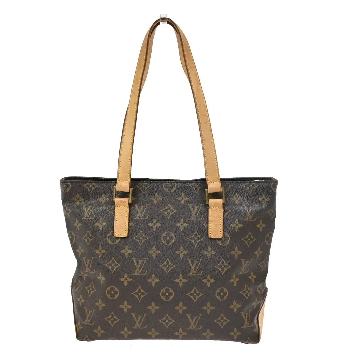 Louis Vuitton Cabas Mezzo Monogram Canvas Brown Leather Tote Bag Bag (Pre-Owned)