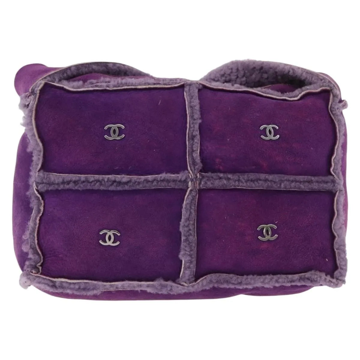 Chanel Cc Logo Shearling And Suede Purple Suede Shoulder Bag Bag (Pre-Owned)