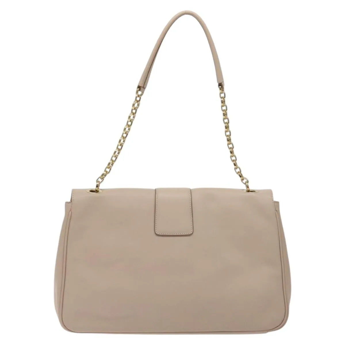 Salvatore Ferragamo Gancini Chain Leather Beige Leather Shoulder Bag Bag (Pre-Owned)