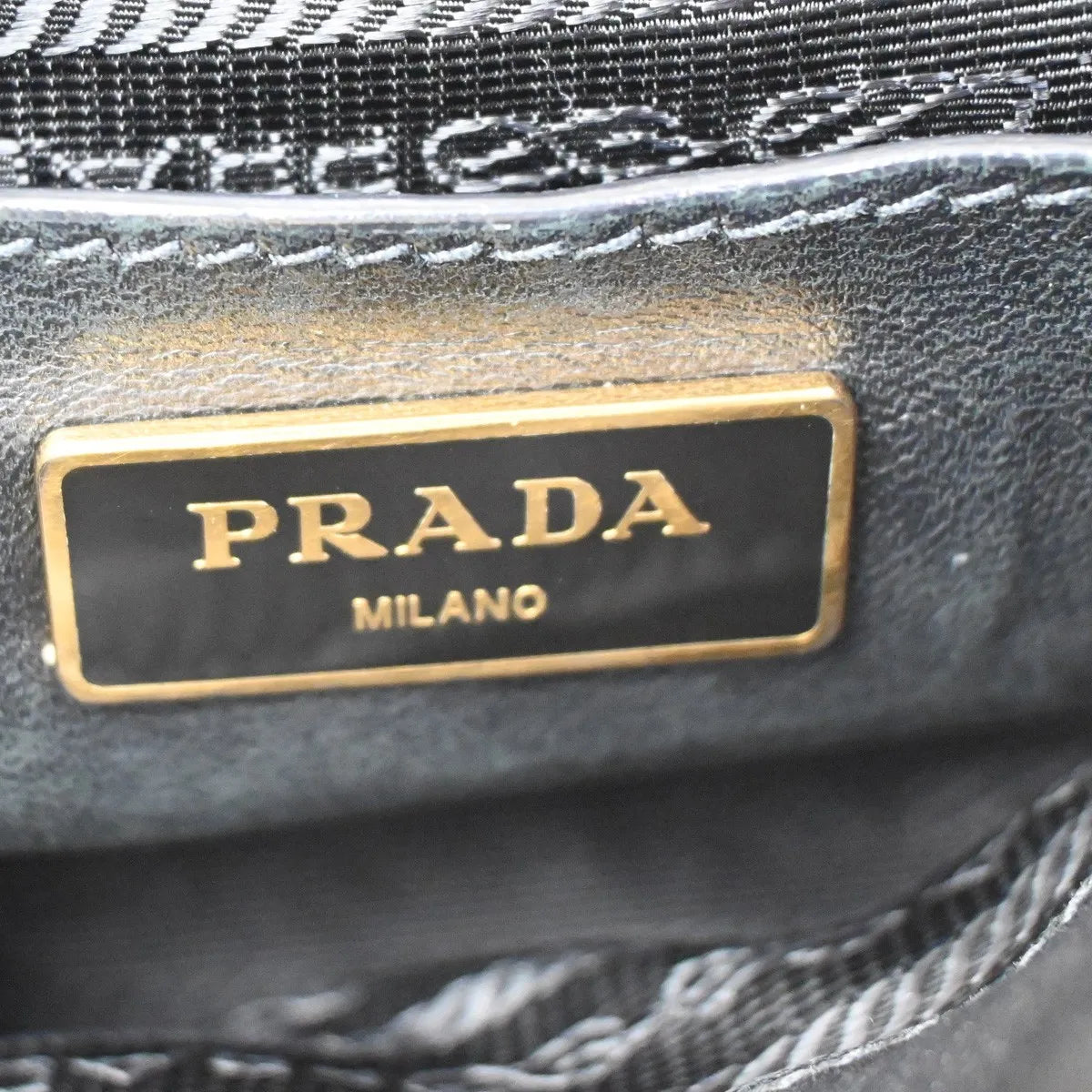 Prada Bow Tie Pleated Tote Leather Black Leather Shoulder Bag Bag (Pre-Owned)