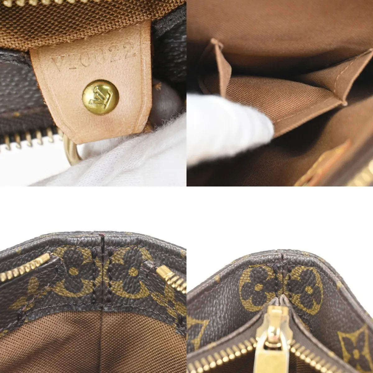 Louis Vuitton Cabas Mezzo Monogram Canvas Brown Leather Tote Bag Bag (Pre-Owned)