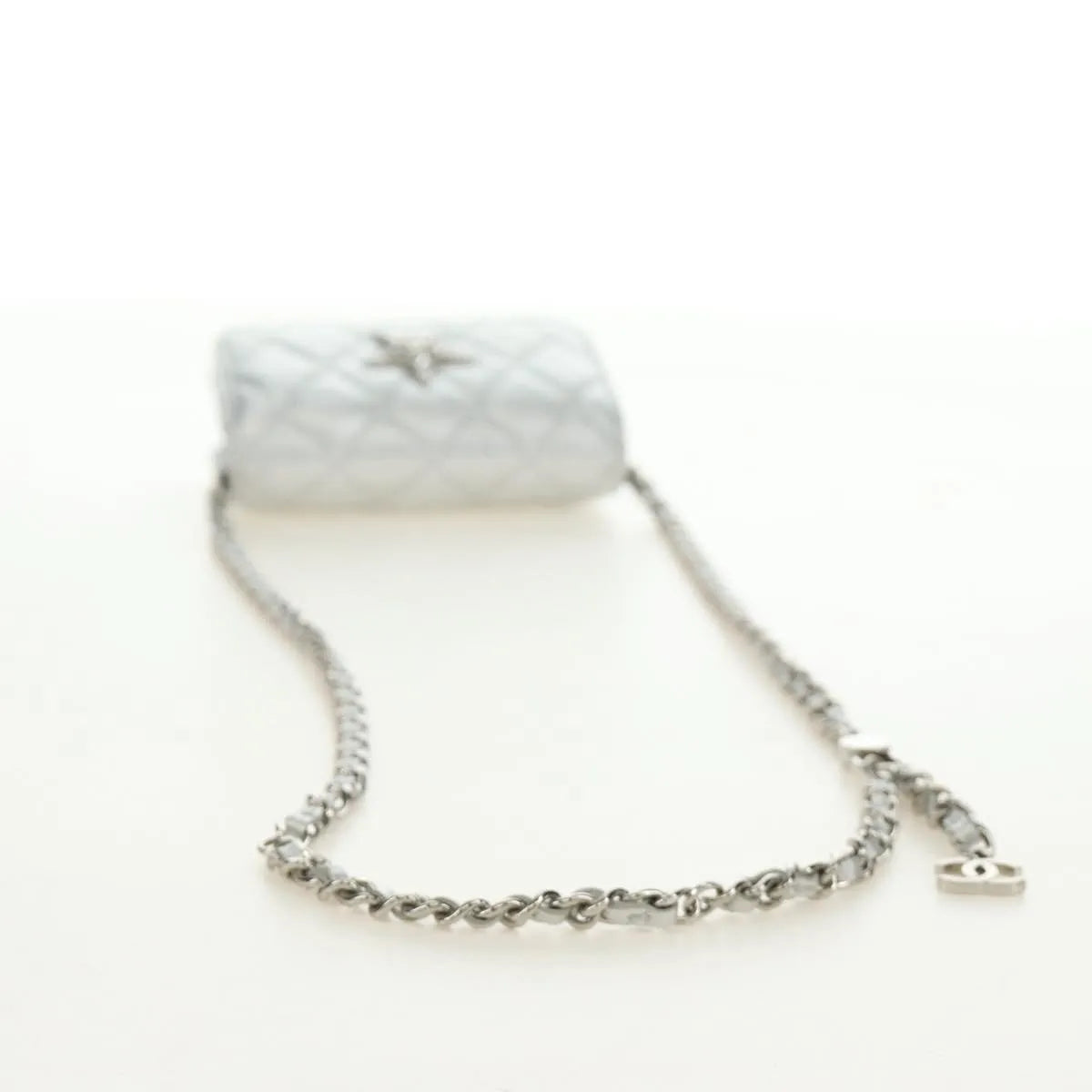 Chanel Cc Star Flap Chain Belt Quilted Lambskin Silver Leather Clutche & Pouche Bag (Pre-Owned)