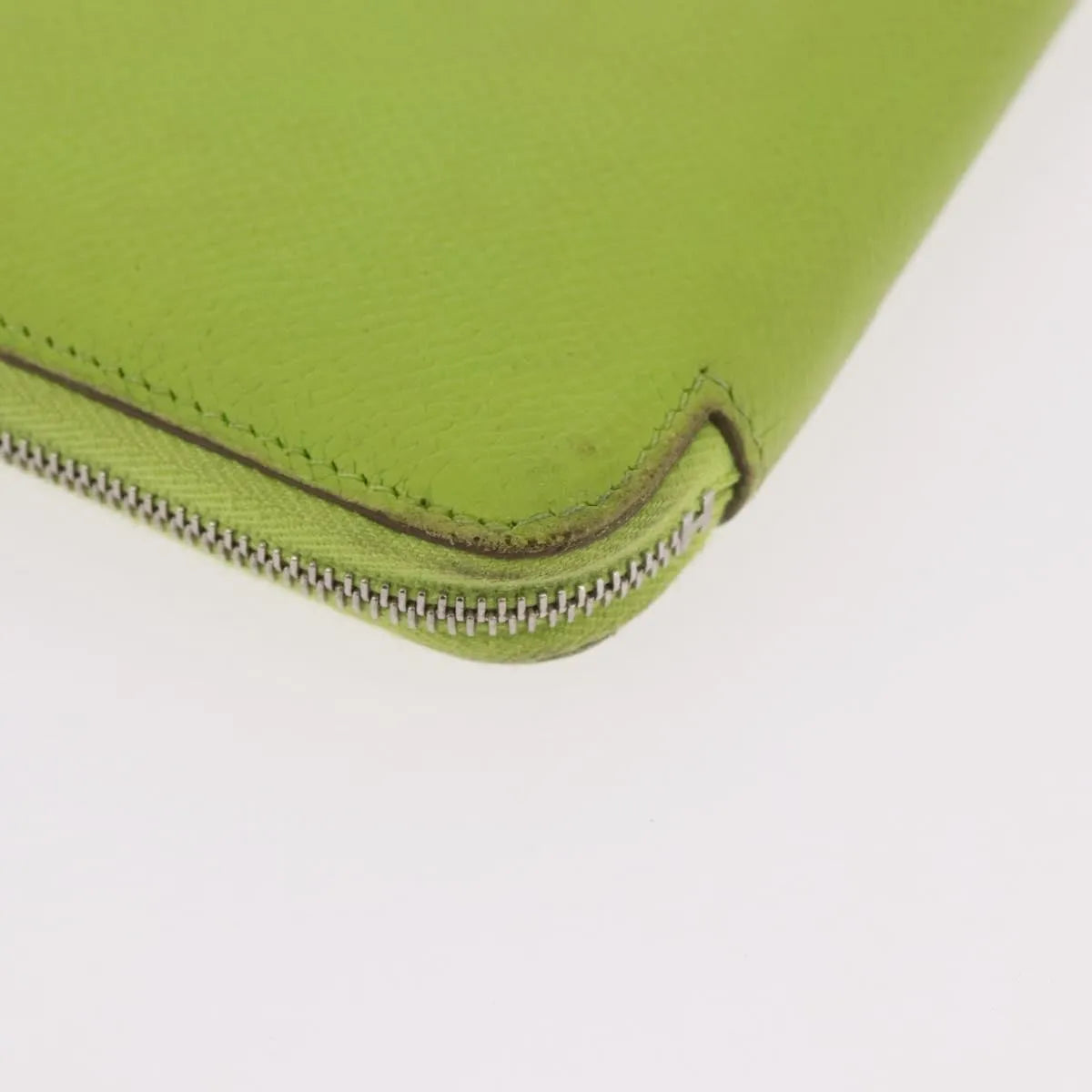 Hermes Azap Zip Around Wristlet Wallet With Lucky Strap Epsom Green Leather Wallets Accessory (Pre-Owned)