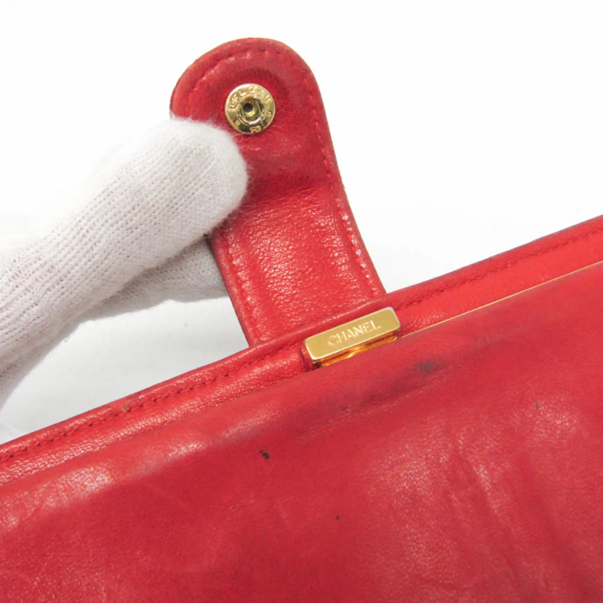 Chanel Timeless Cc French Calfskin Red Leather Wallets Accessory (Pre-Owned)