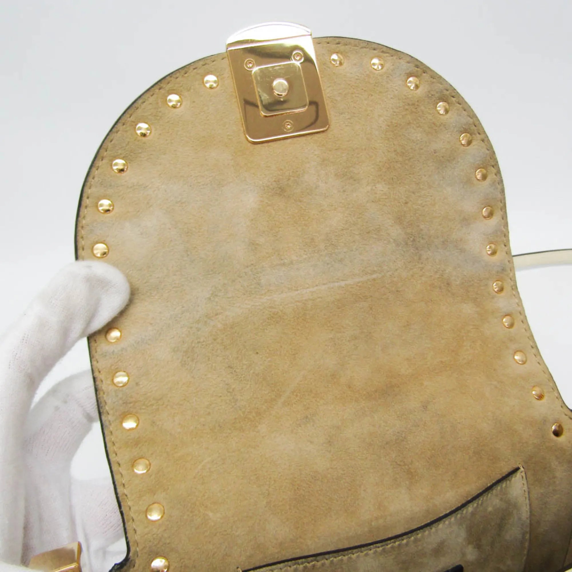 Fendi Moonlight Flap Leather With Plexiglass Detail White Leather Shoulder Bag Bag (Pre-Owned)