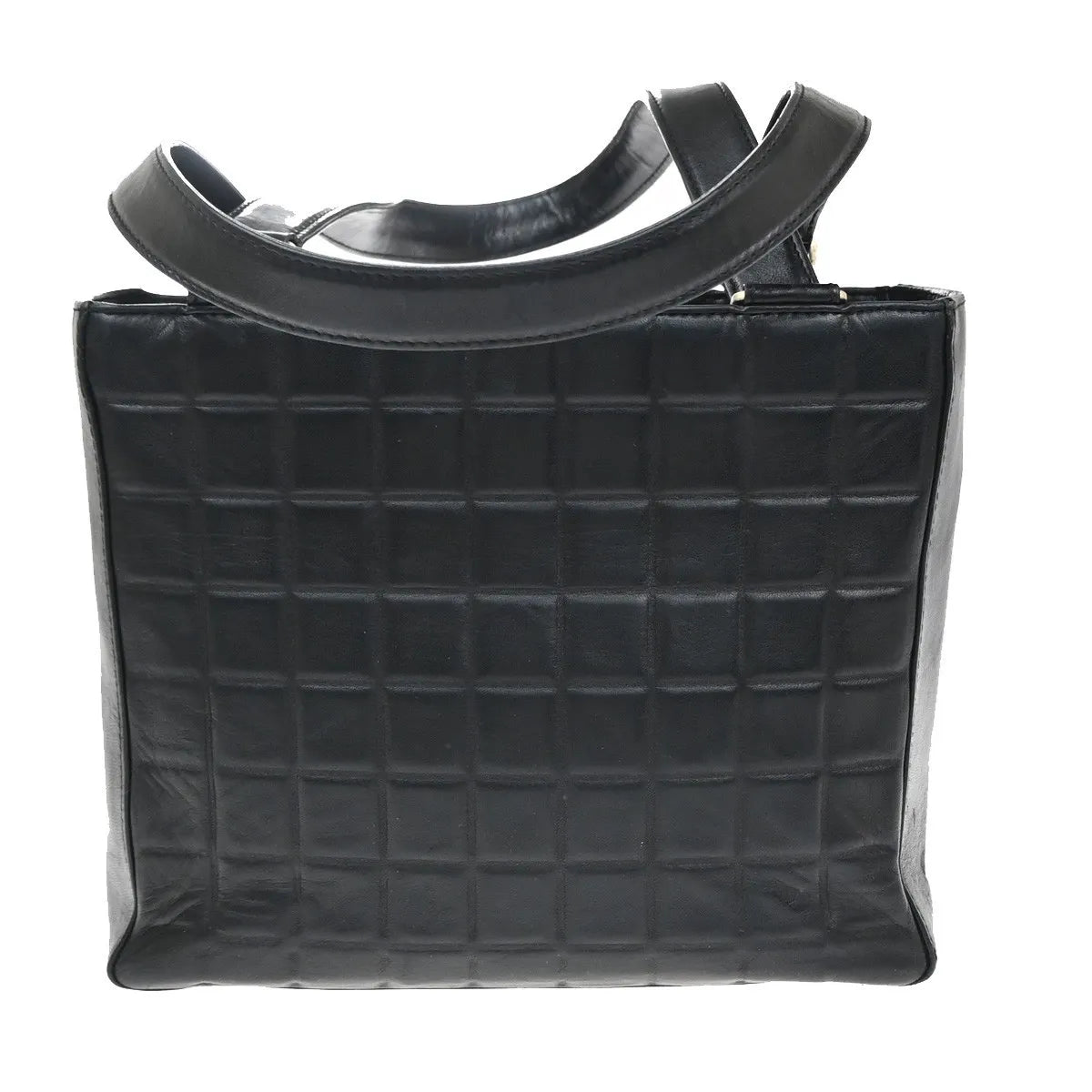 Chanel Chocolate Bar Cc Tote Quilted Leather Black Leather Tote Bag Bag (Pre-Owned)