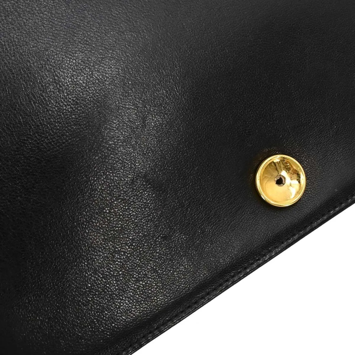 Chanel Vintage Full Flap Quilted Lambskin Black Leather Shoulder Bag Bag (Pre-Owned)
