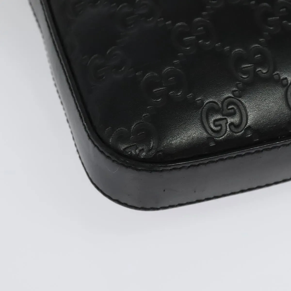 Gucci Signature Zip Messenger Guccissima Leather Black Leather Shoulder Bag Bag (Pre-Owned)