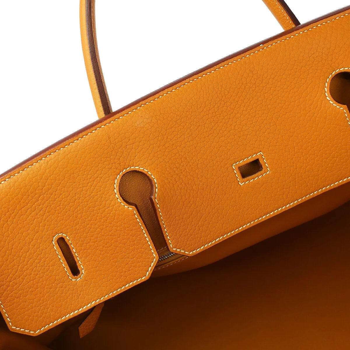 Hermes Birkin Orange Fjord With Palladium Hardware Brown Leather Handbag (Pre-Owned)