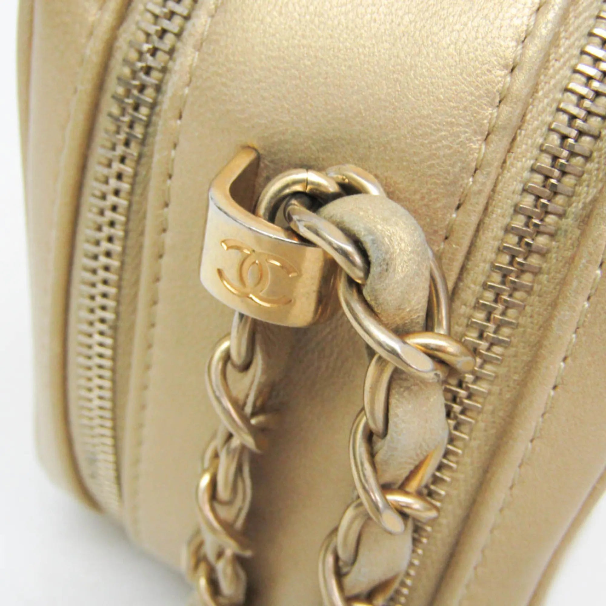 Chanel Coco Boy Camera Quilted Leather Gold Leather Shoulder Bag Bag (Pre-Owned)