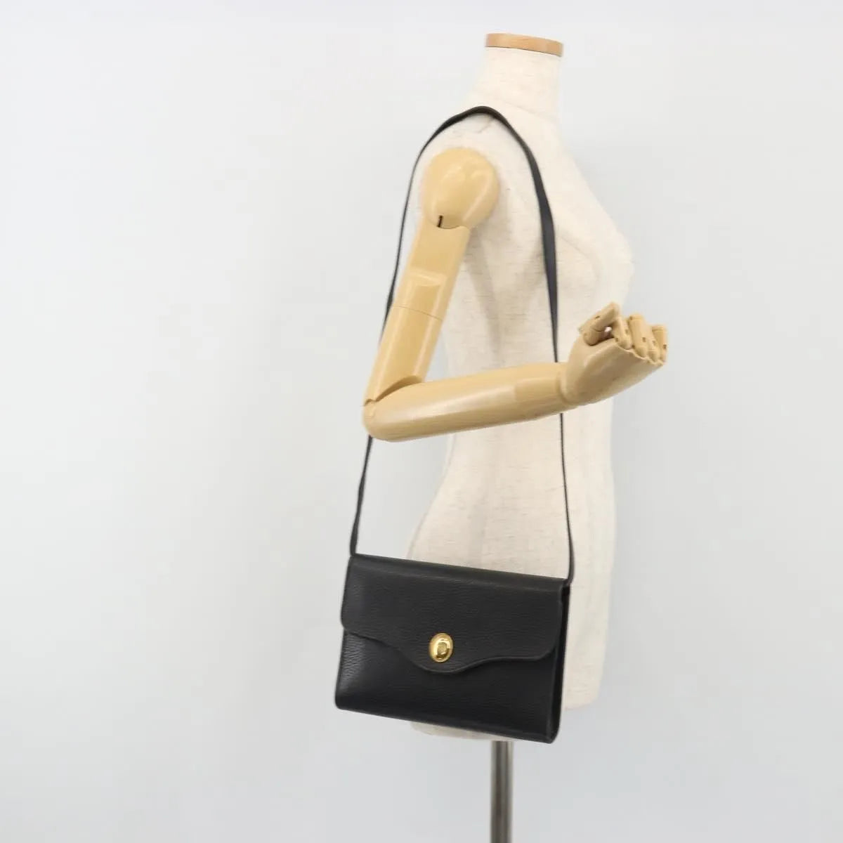 Christian Dior Vintage Cd Flap Leather Black Leather Shoulder Bag Bag (Pre-Owned)