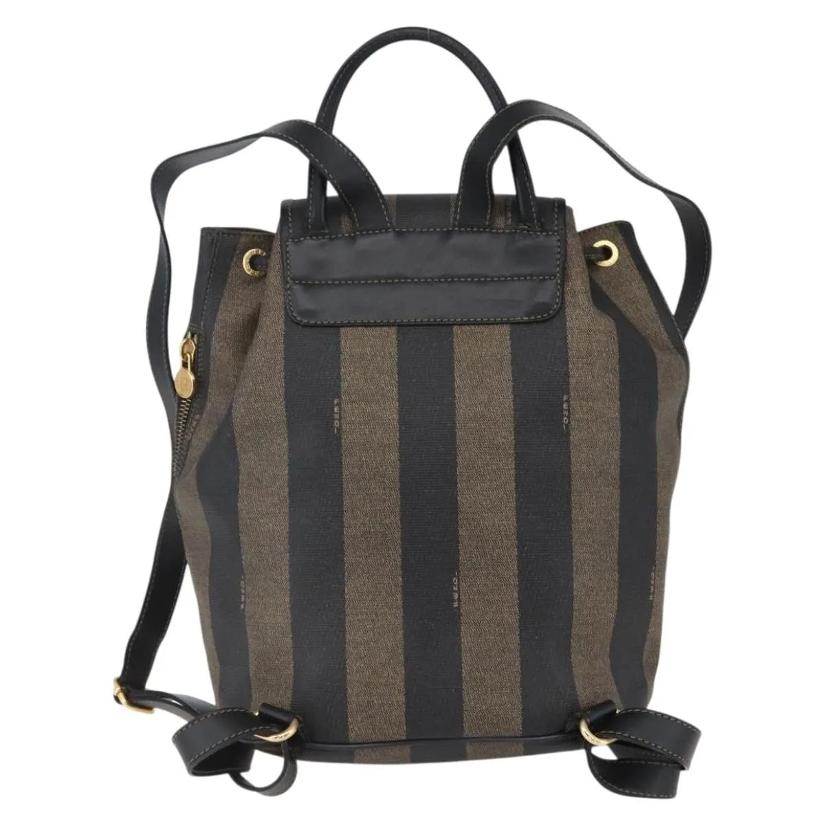 Fendi Vintage Pequin Logo Coated Canvas Brown Canvas Backpack Bag (Pre-Owned)