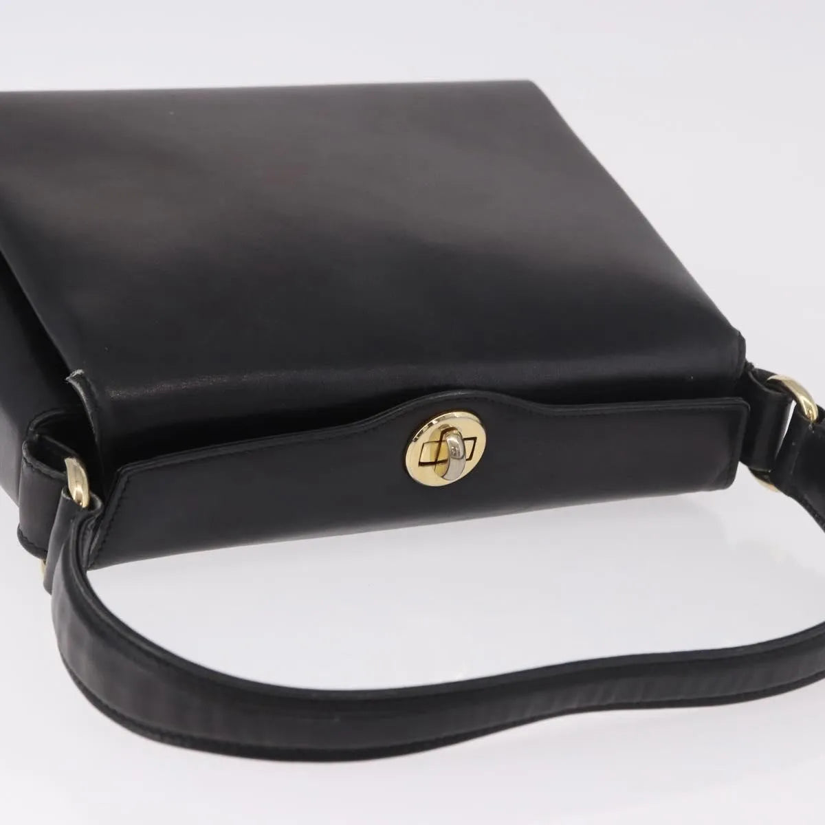 Gucci Vintage Convertible Bamboo Box Leather Black Leather Handbag (Pre-Owned)