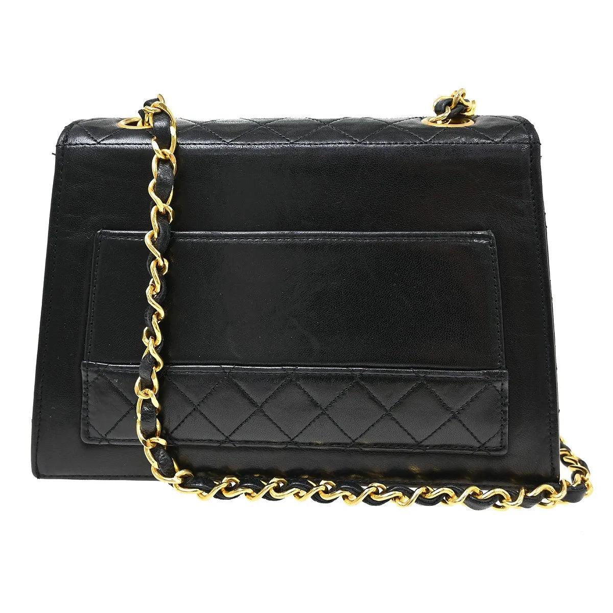 Chanel Vintage Trapezoid Cc Flap Lambskin Black Leather Shoulder Bag Bag (Pre-Owned)