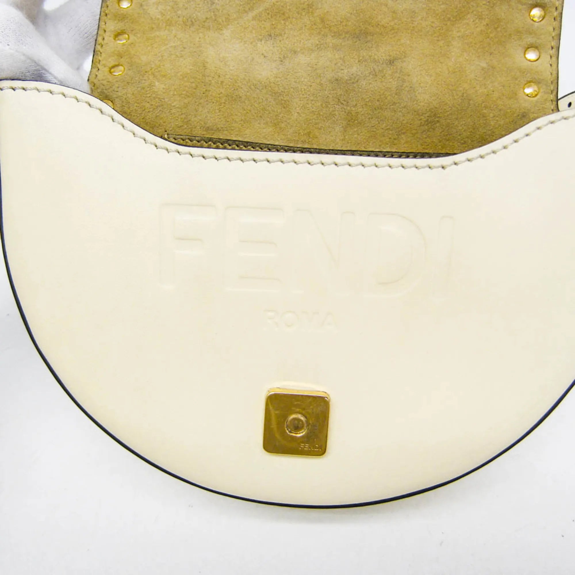 Fendi Moonlight Flap Leather With Plexiglass Detail White Leather Shoulder Bag Bag (Pre-Owned)