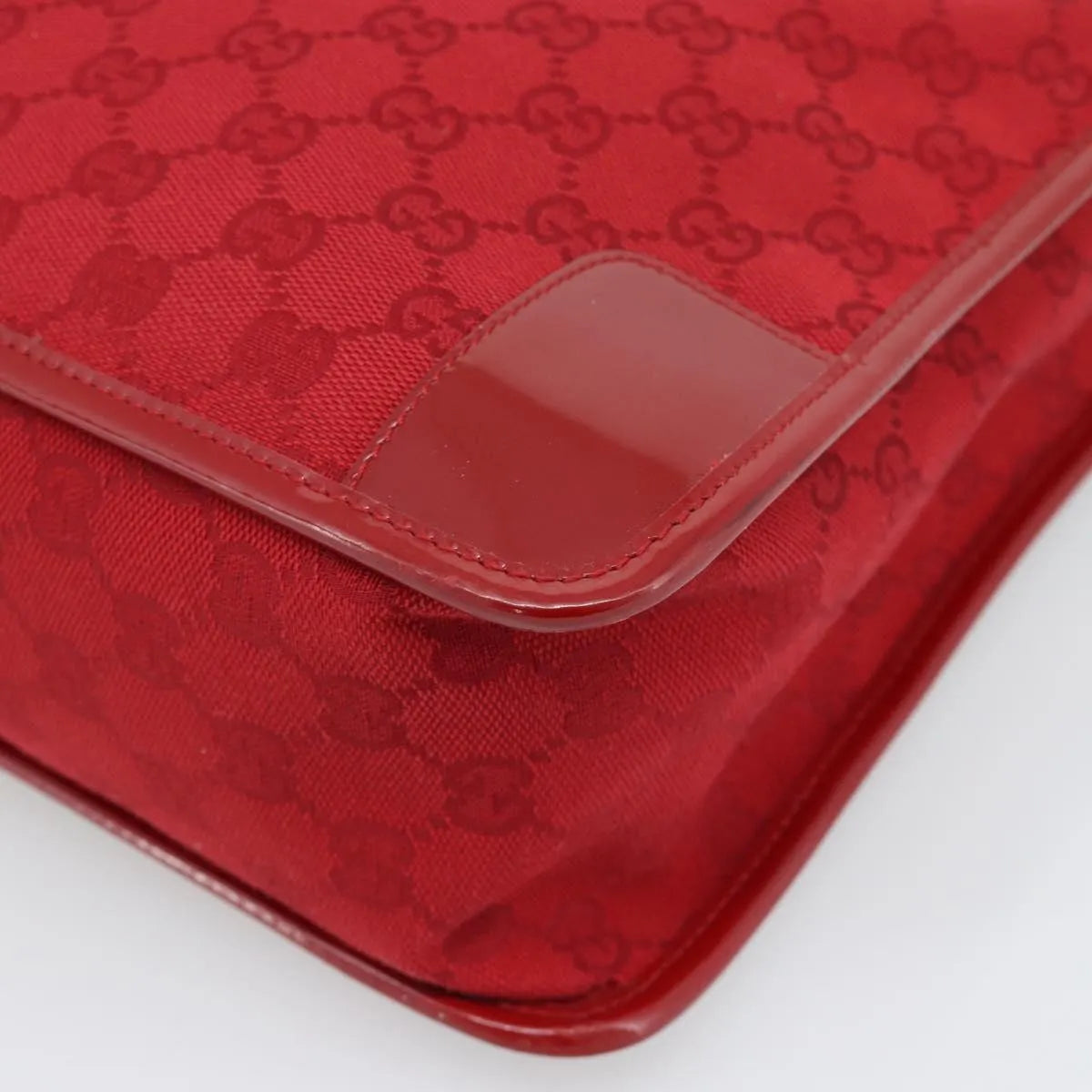 Gucci Structured Top Handle Open Tote Gg Canvas And Leather Red Canvas Handbag (Pre-Owned)