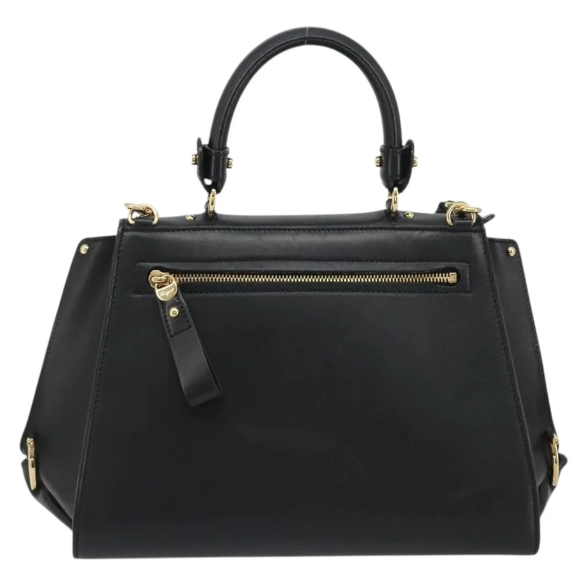 Salvatore Ferragamo Sofia Satchel Smooth Leather Black Leather Handbag (Pre-Owned)