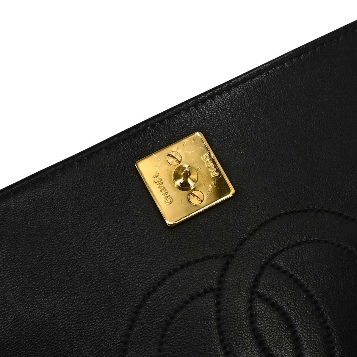 Chanel Vintage Full Flap Quilted Lambskin Black Leather Shoulder Bag Bag (Pre-Owned)