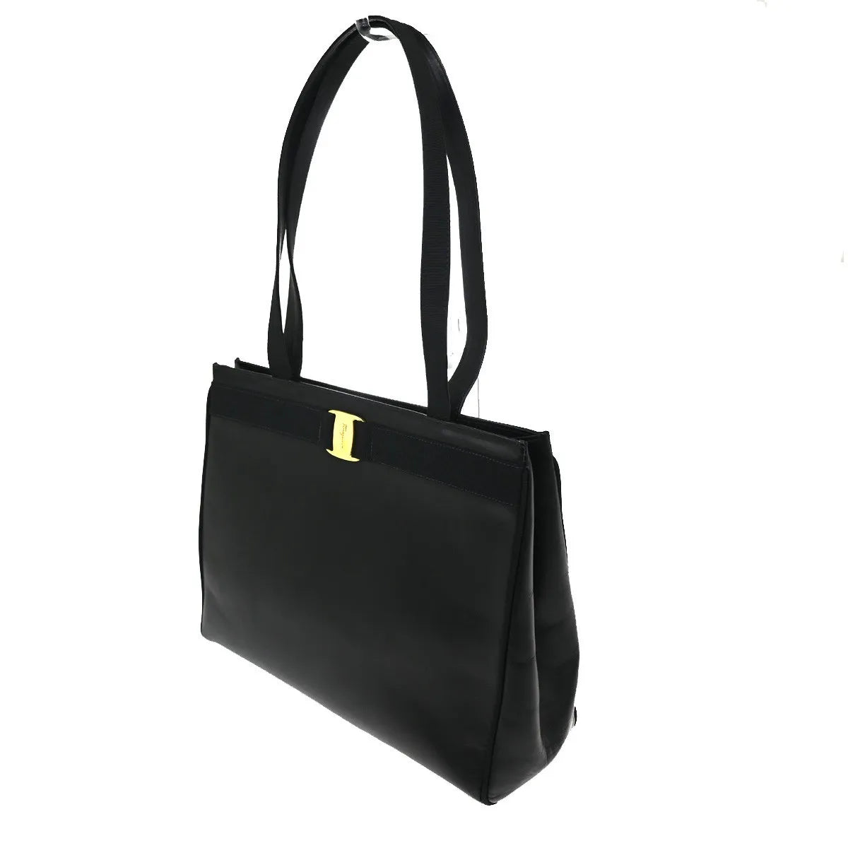 Salvatore Ferragamo Vala Tote Leather Black Leather Tote Bag Bag (Pre-Owned)