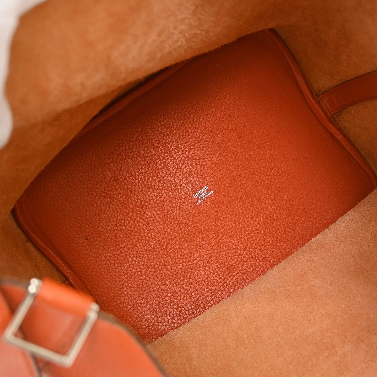 Hermes Picotin Clemence Orange Leather Handbag (Pre-Owned)