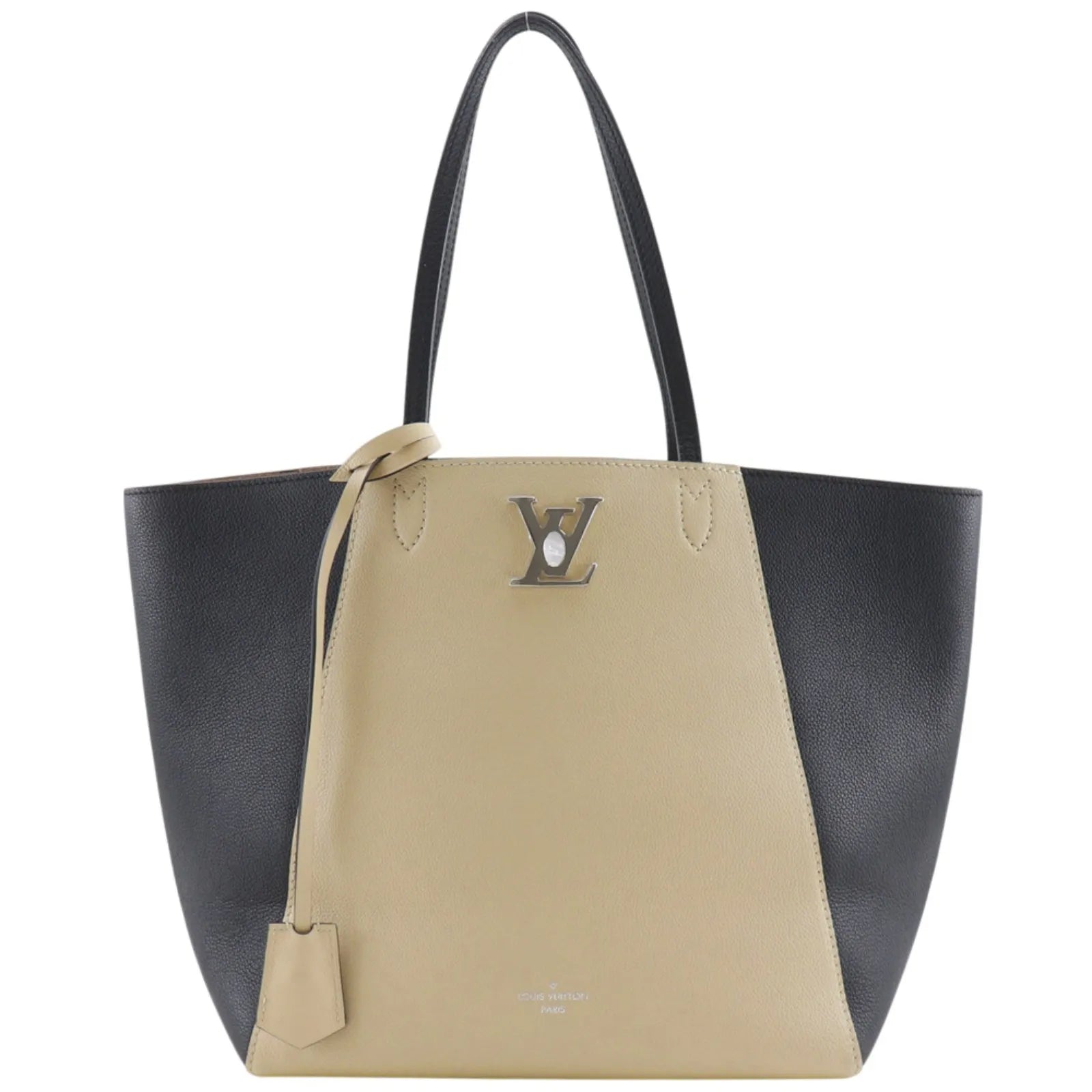 Louis Vuitton Lockme Cabas Leather Beige Leather Tote Bag Bag (Pre-Owned)