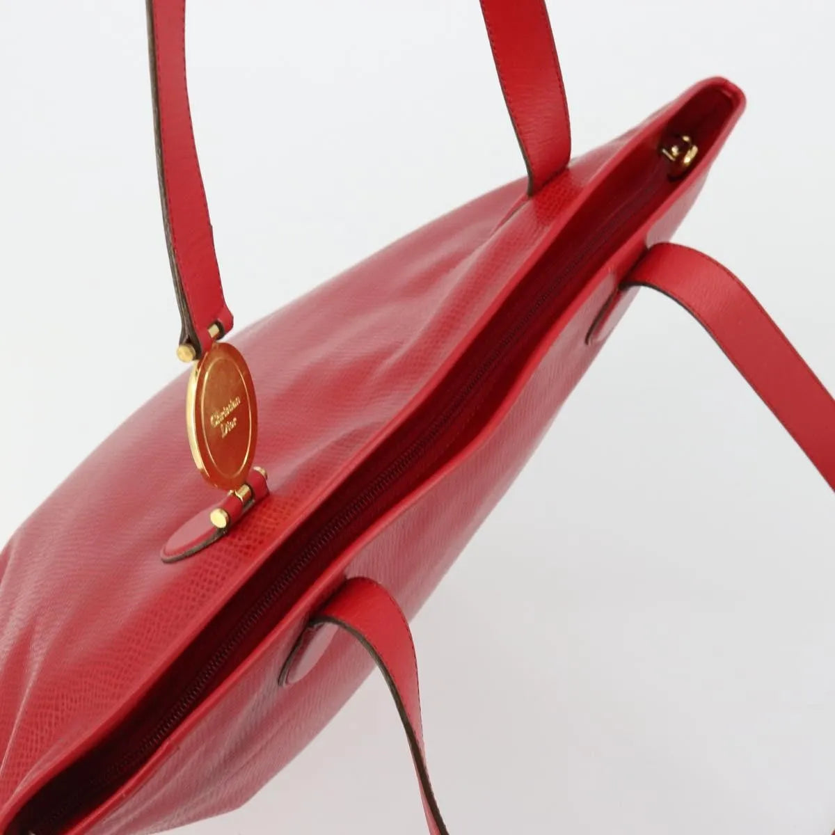 Christian Dior Vintage Tote Leather Red Leather Tote Bag Bag (Pre-Owned)