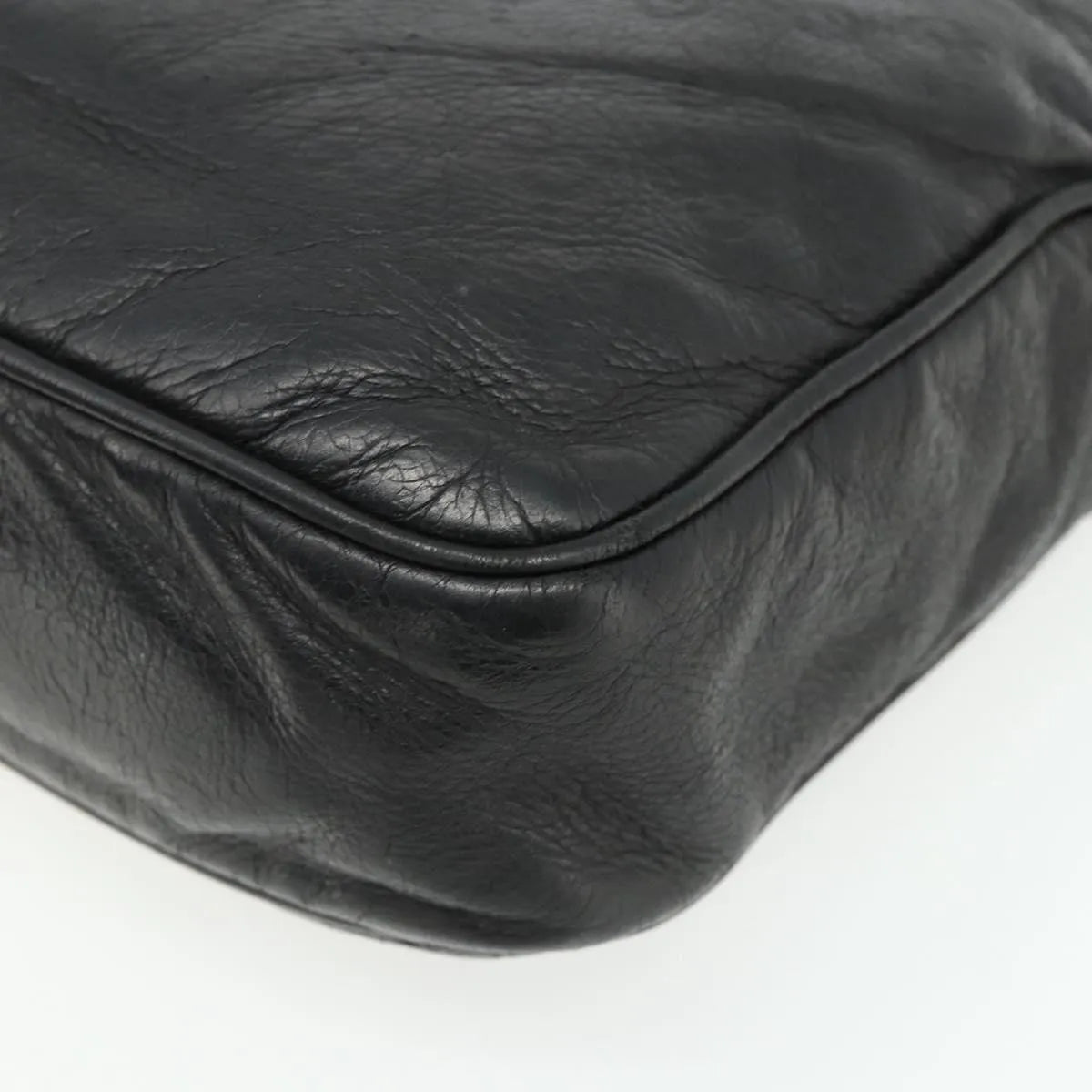 Gucci Front Zip Messenger Guccissima Leather Black Leather Shoulder Bag Bag (Pre-Owned)