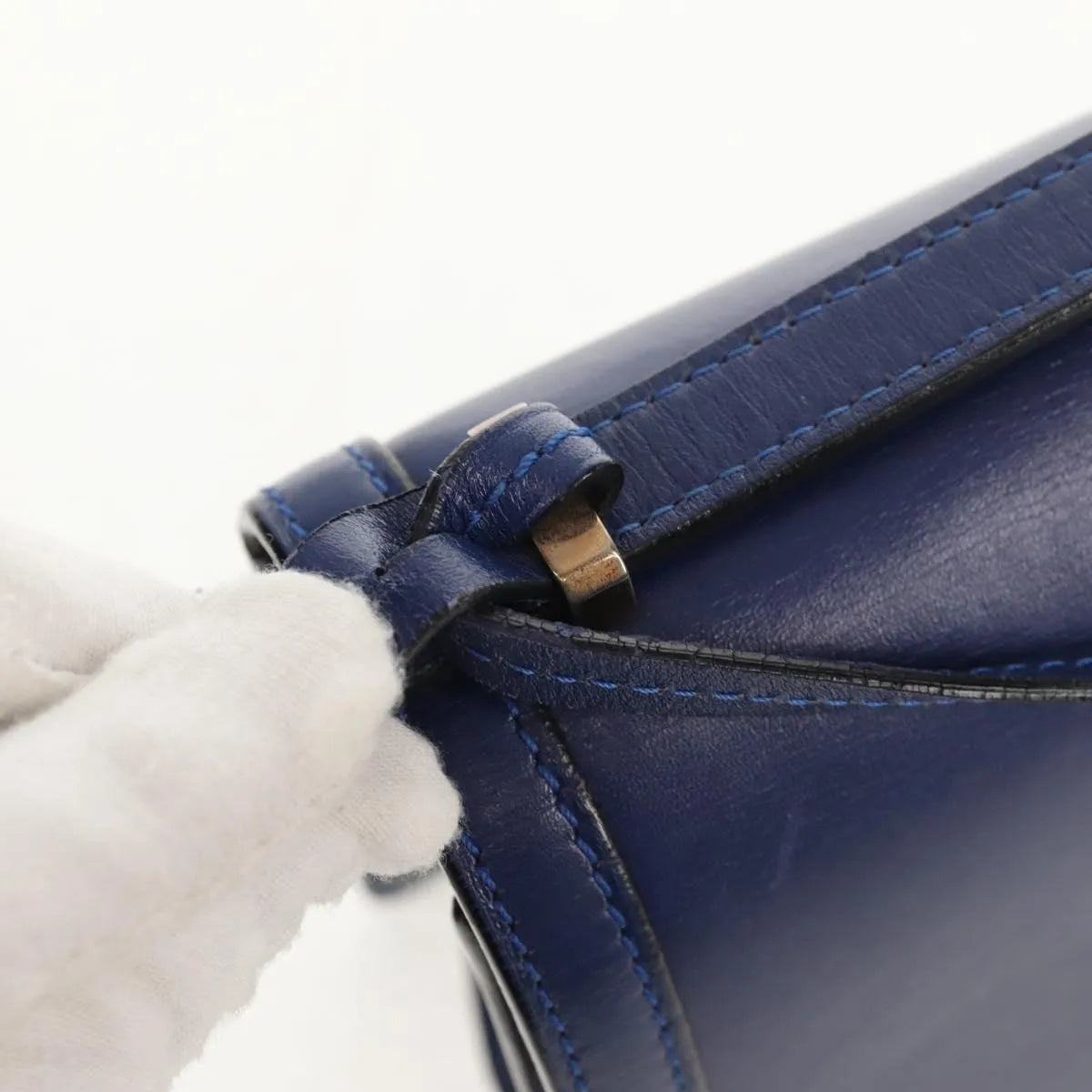 Loewe Barcelona Leather Blue Leather Shoulder Bag Bag (Pre-Owned)