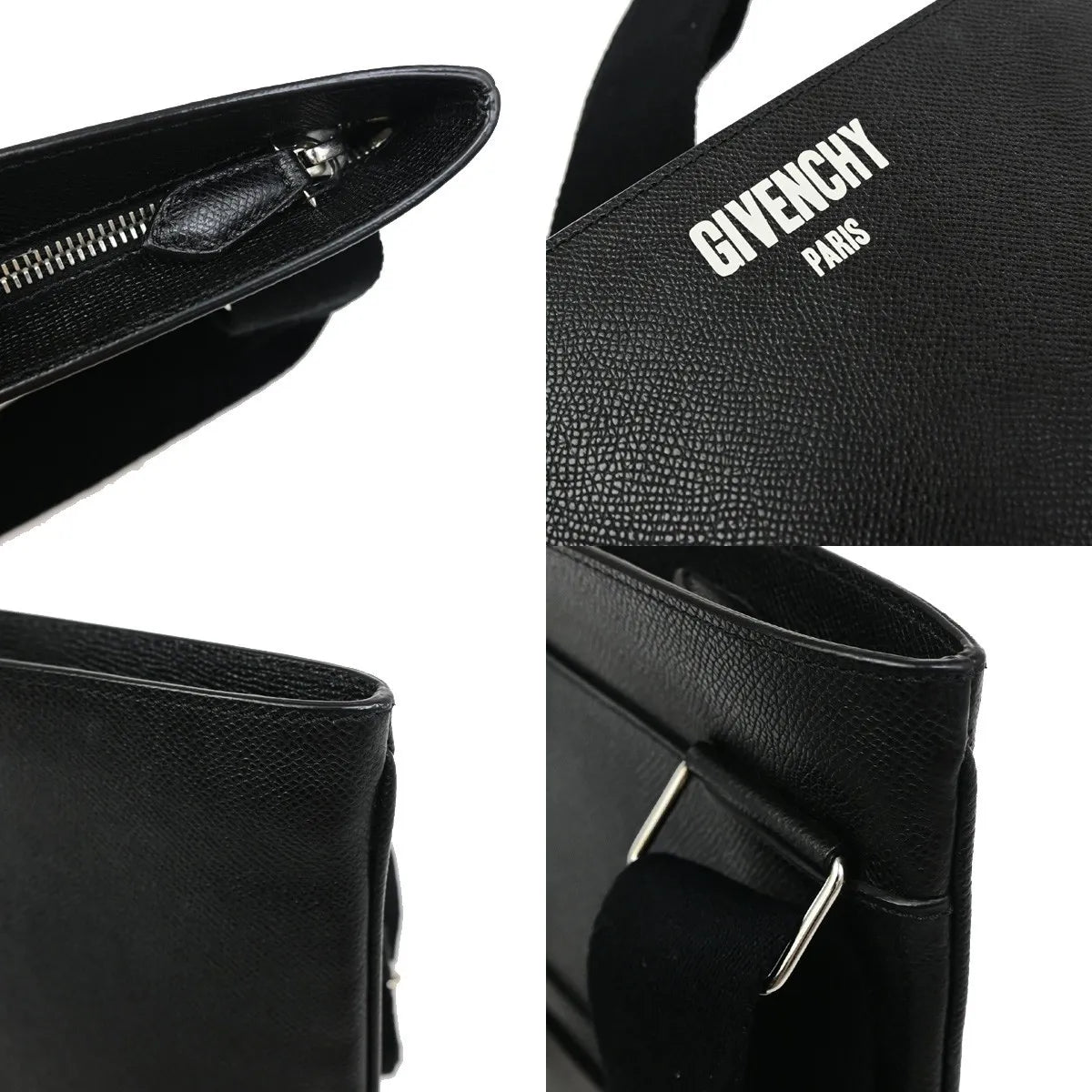 Givenchy Logo Messenger Leather Black Leather Shoulder Bag Bag (Pre-Owned)