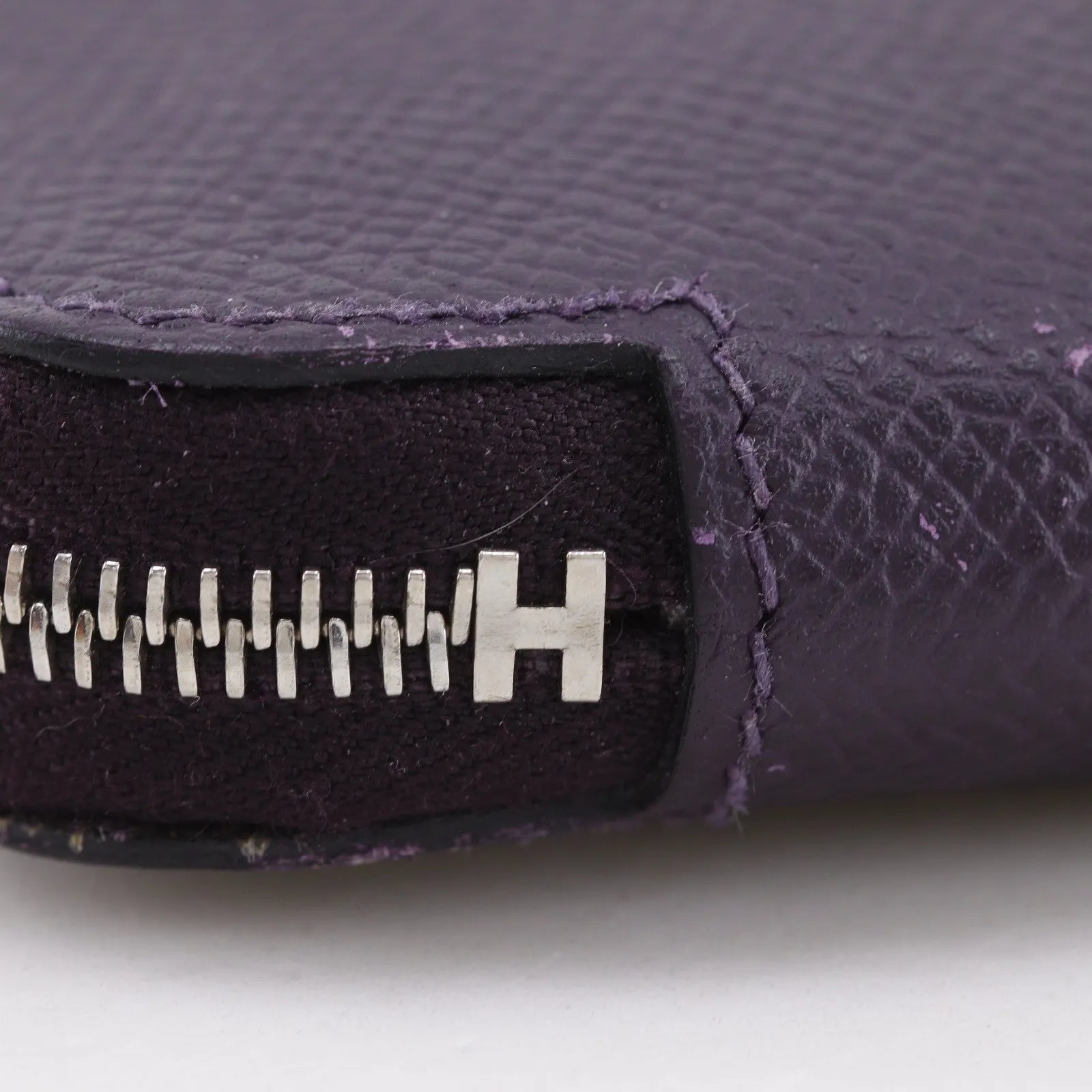 Hermes Azap Zip Around Epsom Purple Leather Wallets Accessory (Pre-Owned)