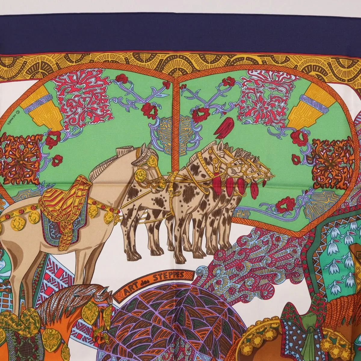 Hermes Carré 90 Silk Multicolor Navy Silk Scarve & Shawl Accessory (Pre-Owned)