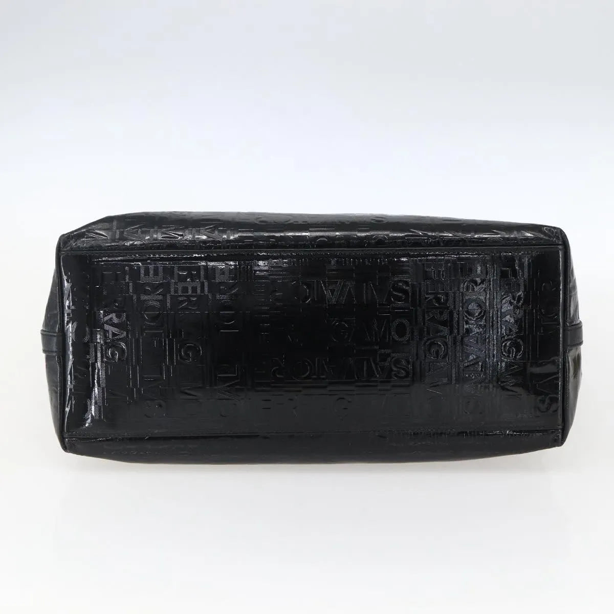 Salvatore Ferragamo Vintage Patent Leather Black Patent_Leather Tote Bag Bag (Pre-Owned)